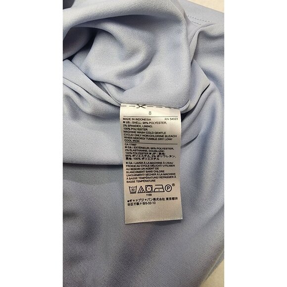 Banana Republic Light Blue Cap Sleeve Sheath Dress With Pleated Neckline Size 8 - Picture 12 of 12